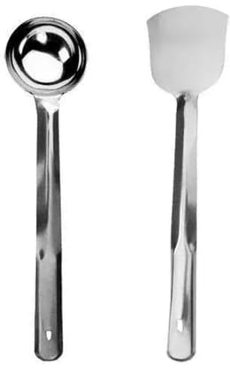 Mii Art stainless steel Spoon for Cooking & Serving Kitchen Tools palta and ladle(large-size)pack of 2pcs.
