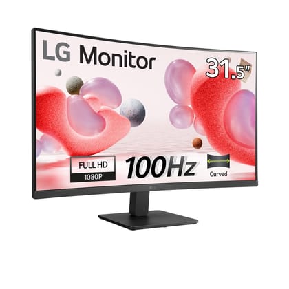  LG 32MR50C (32 Inch) Full HD Curved Monitor (1920 x 1080) with 100Hz, 5ms, VA Panel, AMD FreeSync™, HDMI X 2, VGA, Headphone Out, Tilt, Reader Mode, Flicker Safe, 3-Side Virtually Borderless - Black 