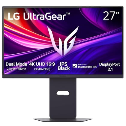  LG 27G850A-B 27-inch Ultragear 4K UHD (3840 x 2160) IPS Gaming Monitor, Dual-Mode 240Hz, 1ms, NVIDIA G-Sync Compatible, AMD FreeSync Premium Pro, VESA DisplayHDR 600, HDMI, DisplayPort 2.1, Black 