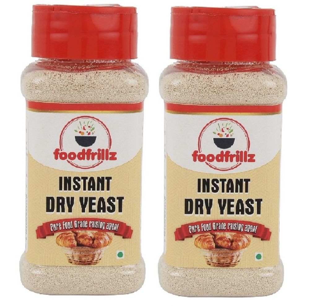 foodfrillz Instant Dry Yeast, 200 GMS (100 g x  2) Active Dry Yeast for Baking, Making breads, Pizza Base, Raising Dough and Wine