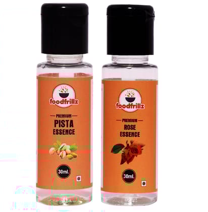 foodfrillz Pista & Rose Pack of 2 Food Flavour Essence, 30 ml x 2