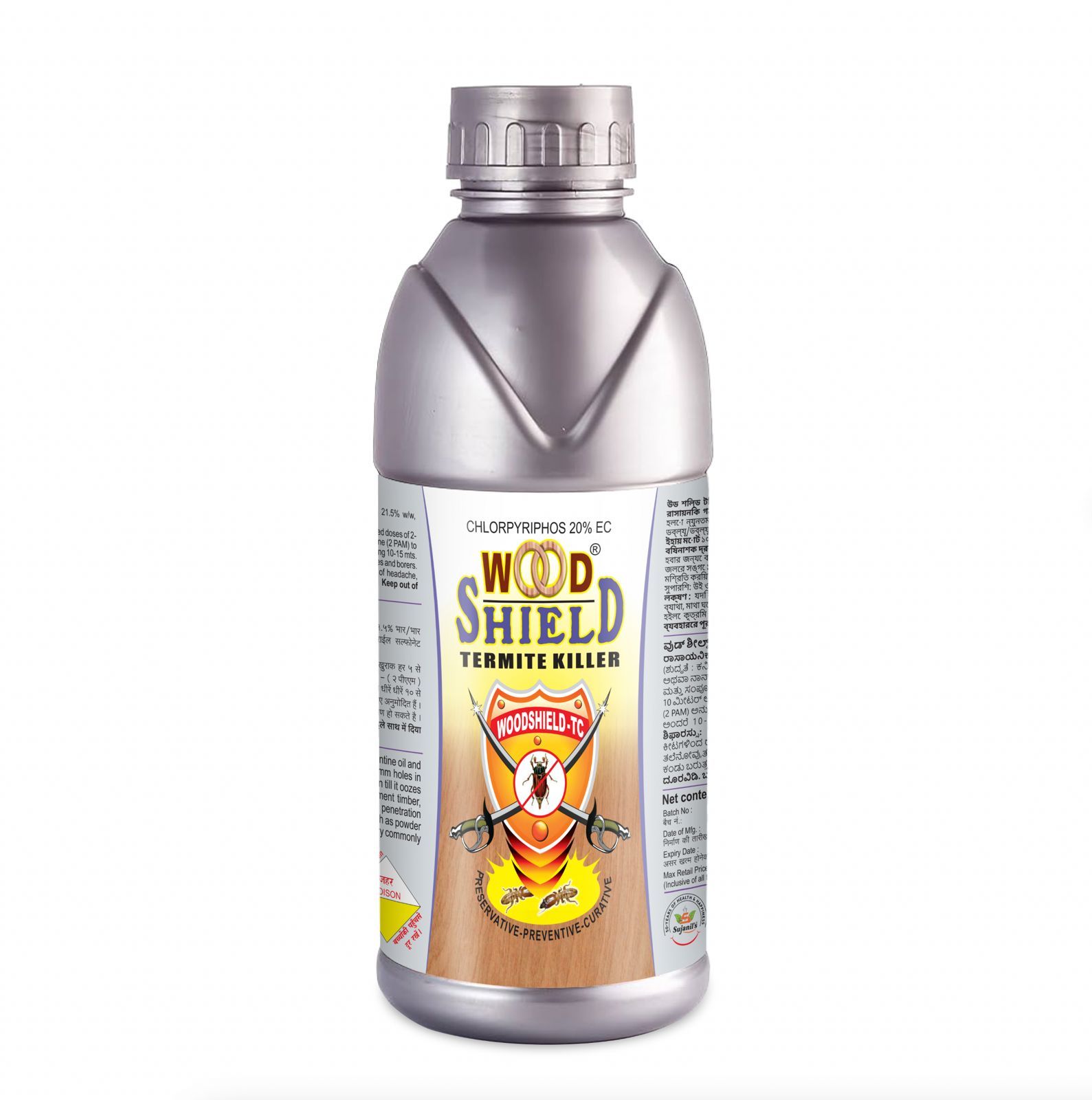 WOOD SHIELD TERMITE KILLER CHLORPYRIPHOS 20% EC - Wood Preservative & Curative Pack of 2