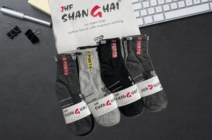 JHF Shanghai Sports Ankle Socks – Soft Cotton, Breathable & Moisture Control (Pack of 4)