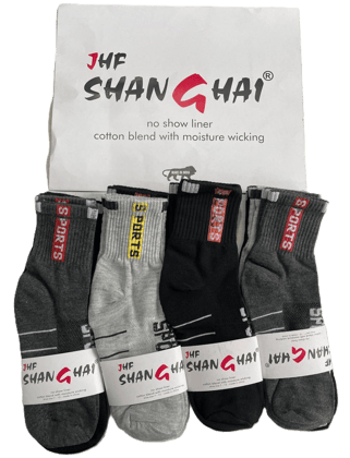 JHF Shanghai Sports Ankle Socks – Soft Cotton, Breathable & Moisture Control (Pack of 4)
