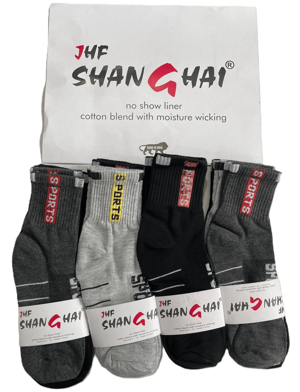 JHF Shanghai Sports Ankle Socks – Soft Cotton, Breathable & Moisture Control (Pack of 4)