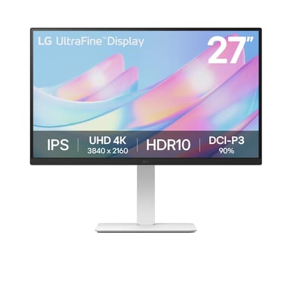  LG 27US550-W 27" 4K (3840x2160) UHD Ultrafine IPS Computer Monitor with HDR10, DCI-P3 90%, Pivot, Swivel & Height Adjustable Stand, 3-Side Borderless Design, White 