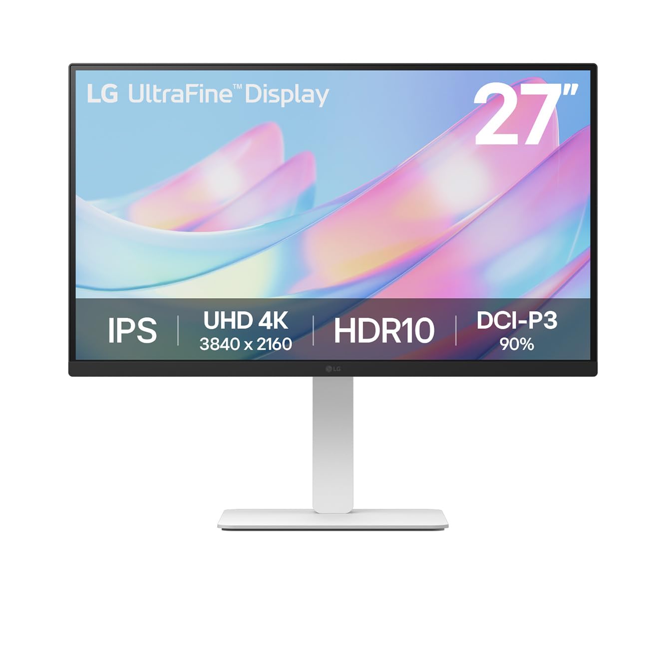 LG 27US550-W 27" 4K (3840x2160) UHD Ultrafine IPS Computer Monitor with HDR10, DCI-P3 90%, Pivot, Swivel & Height Adjustable Stand, 3-Side Borderless Design, White 