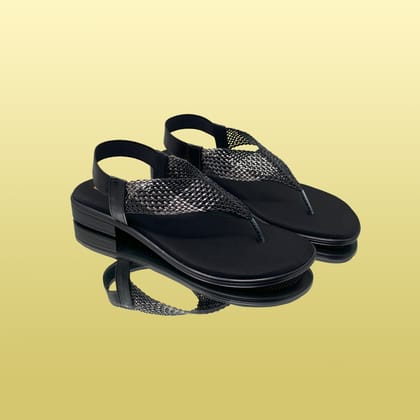 Knitted Lush Sandals-Black / 36
