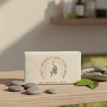 100% Natural Sweet Orange Ylang Ylang Soap Bar for Men and Women, Makes Skin Soft, Retains Moisture | Bathing Soap Bar with Natural Floral Citrus Aroma | Promotes Smooth, Glowing, Nourished skin - 100 gm