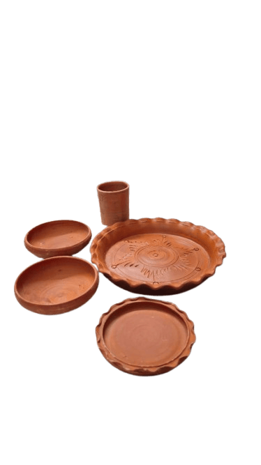 Earthen Terracotta Dinnerware Set - Handcrafted Clay Tableware