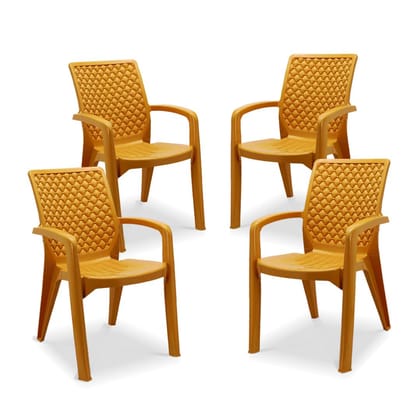 MAHARAJA Plastic Chair Set, Chair for Living Room, Home, Plastic Chair for Home with Arm Rest/Modern Stylish Design with Glossy & Matte Finish Bearing Capacity 200Kg.