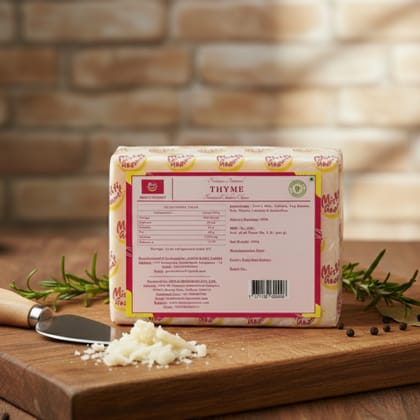 Mishti Gourmet Premium Artisanal Thyme Cheddar Cheese 200g- 0% preservatives