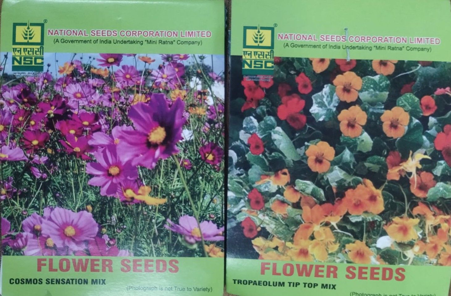 NSC FLOWER COSMOS, TROPAEOLUM  SEEDS 4 PKT