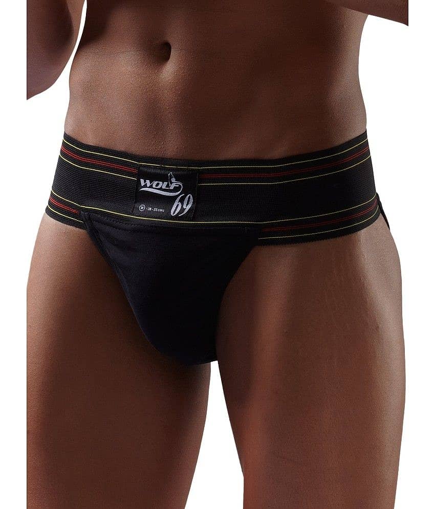 Wolf69 Black Athletic Back Covered Gym Supporter