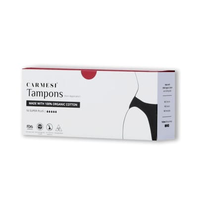 Carmesi Tampons - Made with 100% Organic Cotton - Soft & Rash-Free - Super Plus - Pack of 16-16pcs