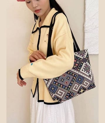 LIKE STYLE Tote Bag Jute Set of 1 ( Grey Melange )