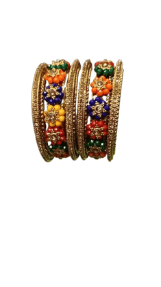 Floral Metal Bangles Set