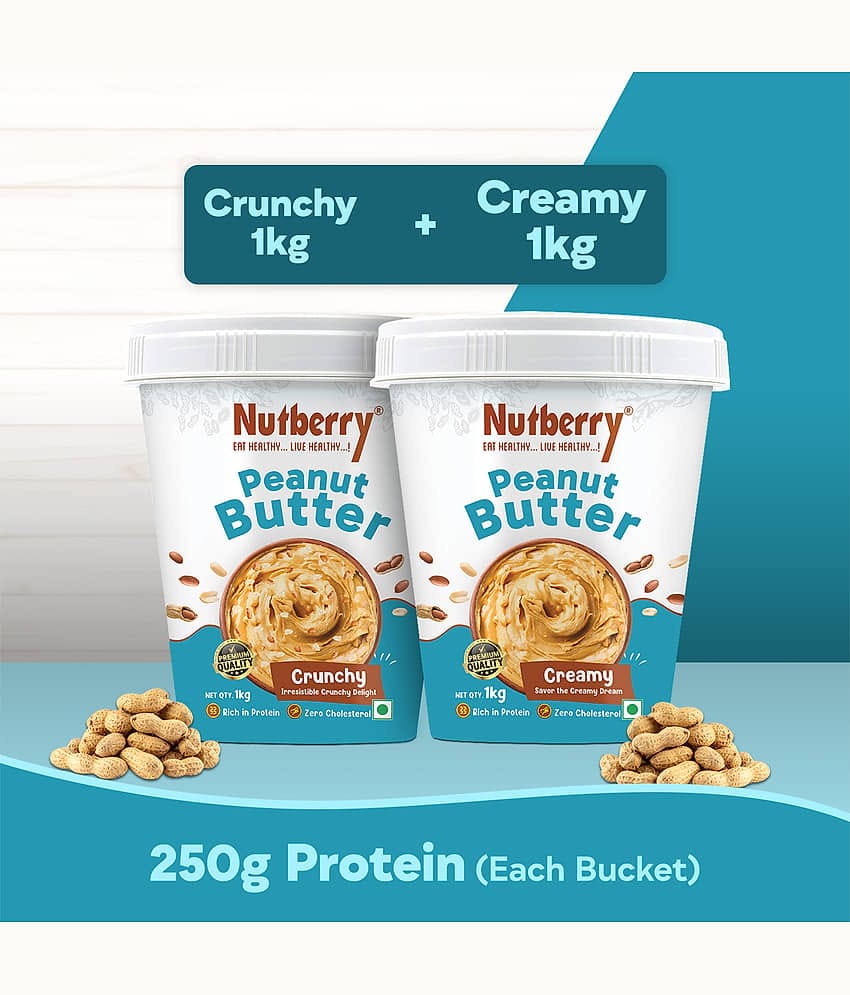 Nutberry 2000 gm Crunchy Nut Butter ( Pack of 2 )