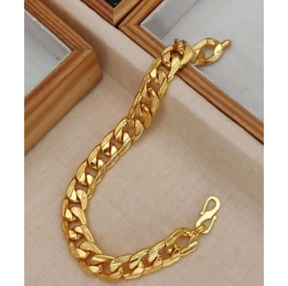 Evordlss Golden Curb Chain Bracelet, 20 cm Length, Gold Plated, for Men and Boys (Pack of 1) Strap Color - Gold