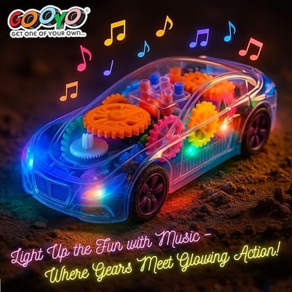 Gooyo 3D Concept Gear Car Toy with 3D Lights and Musical Sounds Effect | Bump N' Go Action Car for Kids/Girls/Boys | Multi Color, Power Source: 3xAA Battery (Not Included)