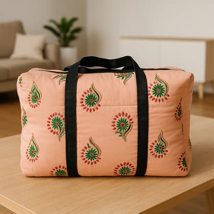 Light Pink Duffle Bag with Floral & Paisley Pattern Light Pink Duffle Bag with Floral & Paisley Pattern