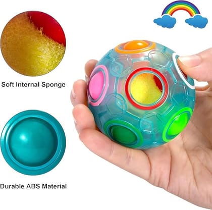 Magic Rainbow Puzzle Ball- Fidget Ball Puzzle Game- Brain Teaser Toy for Boys & Girls Age 3 and Up- Birthday Party Christmas Easter Gift Stocking Stuffers Toy for Kids Teens Adults