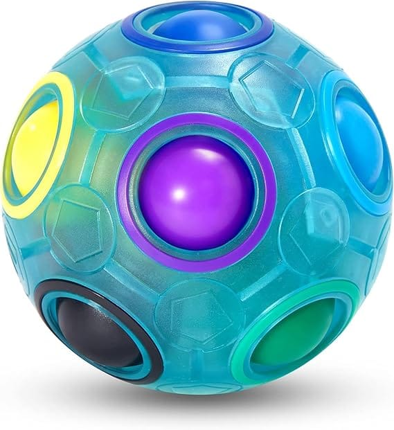 Magic Rainbow Puzzle Ball- Fidget Ball Puzzle Game- Brain Teaser Toy for Boys & Girls Age 3 and Up- Birthday Party Christmas Easter Gift Stocking Stuffers Toy for Kids Teens Adults
