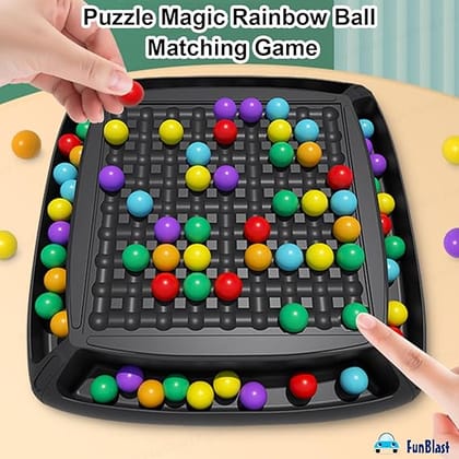 FunBlast Rainbow Ball Chess Board Game for 2-4 Players, Game for Kids Puzzle Magic Rainbow Ball Matching Game 48 Pcs Ball (Multicolor)