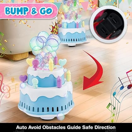 Zest 4 Toyz Bubble Cake Toy for Kids Bubble Machine with Colorful Lights & Stickers Rechargeable Bubble Blower Sings Happy Birthday Song Gift for Boys and Girls Age 3+ Multicolor