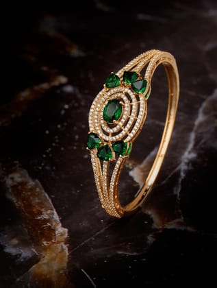 Gold plated Green AD studded handcrafted designer Bracelet for Women & Girls