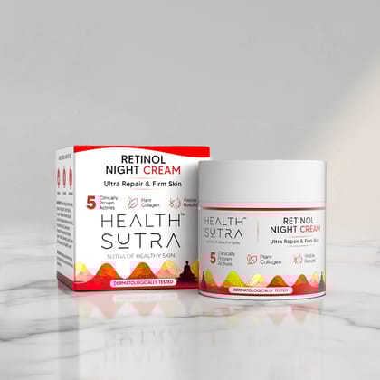 Health Sutra Retinol Night Cream for Wrinkle Repair, Anti-Aging, Fine Lines, Youthful Skin (50 gm)