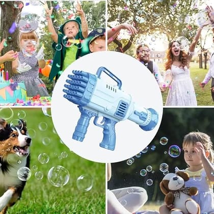 VGRASSP 32 Holes Bubble Maker Gatling Bubble Gun Machine Toy for Kids with Bubble Solution Indoor and Outdoor
