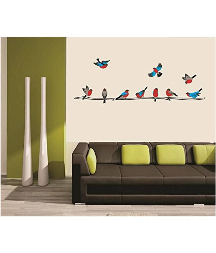Print Mantras Wall Stickers Beautiful  Birds on a Tree Branch … Nature Sticker ( 50 x 140 cms )