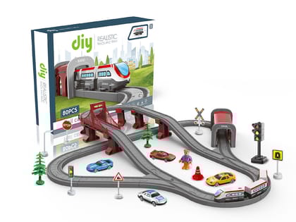 KTRS Enterprise Fast Speed City Train Self-Assemble Battery-Operated Model Train Toy, Multicolour