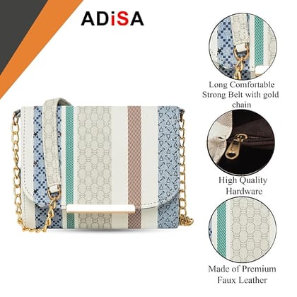 ADISA Women Girls Stripes Checks Cross Body Sling Bag