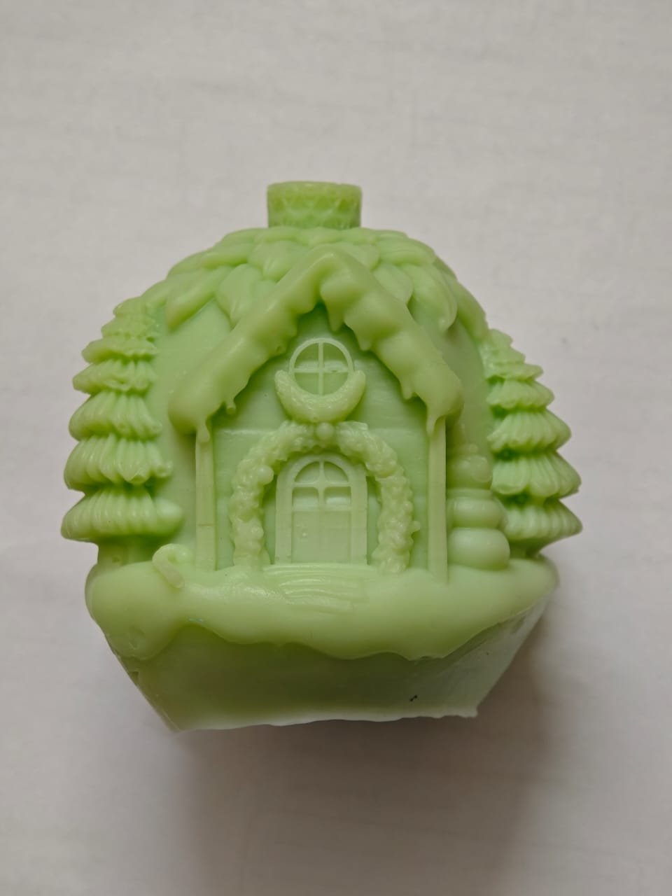 Light Green Christmas Gingerbread House Candle