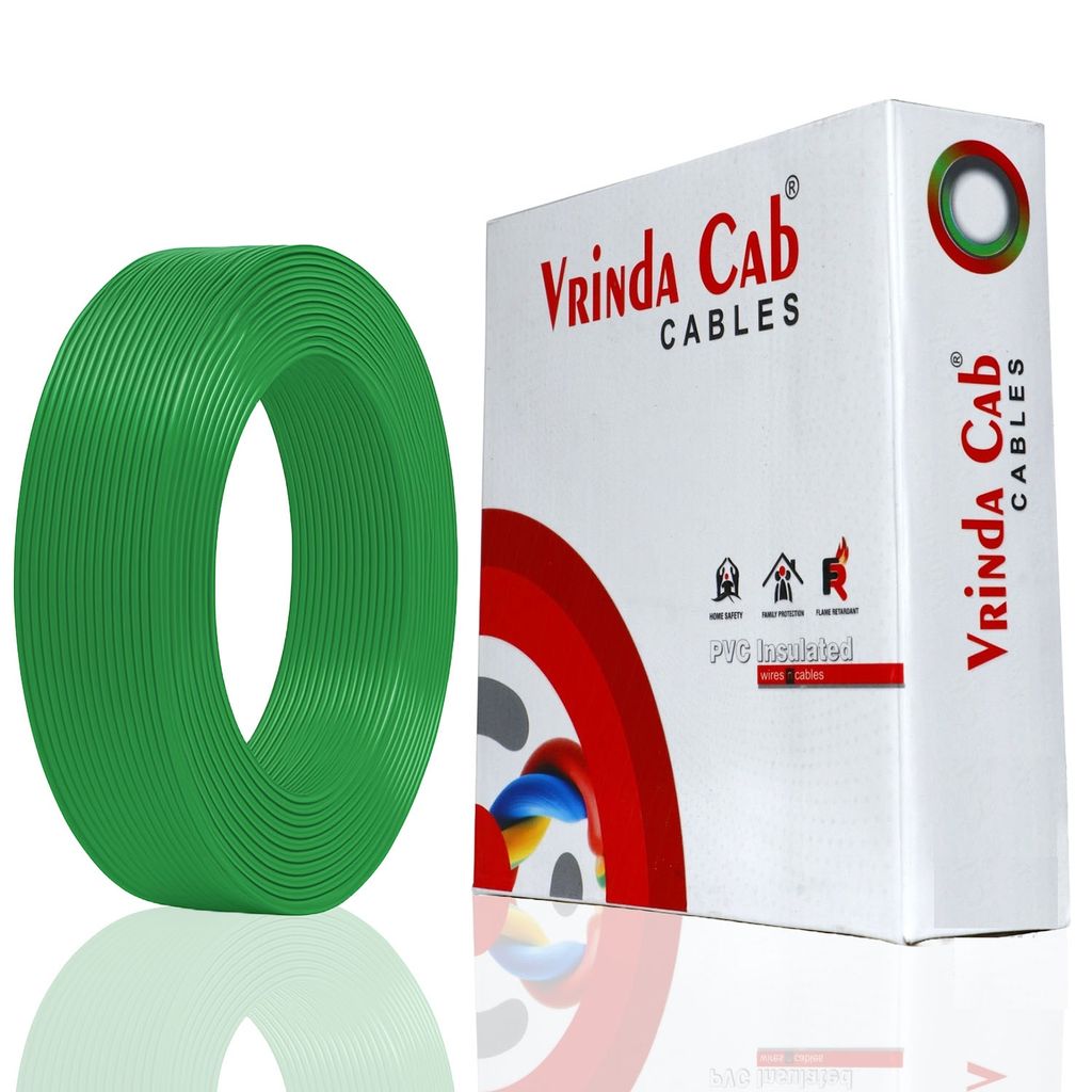 VRINDA Green 1mm 90 Meter Wire | FR PVC Insulated CCA Copper Electrical Cable for Home, Office & Industrial Wiring