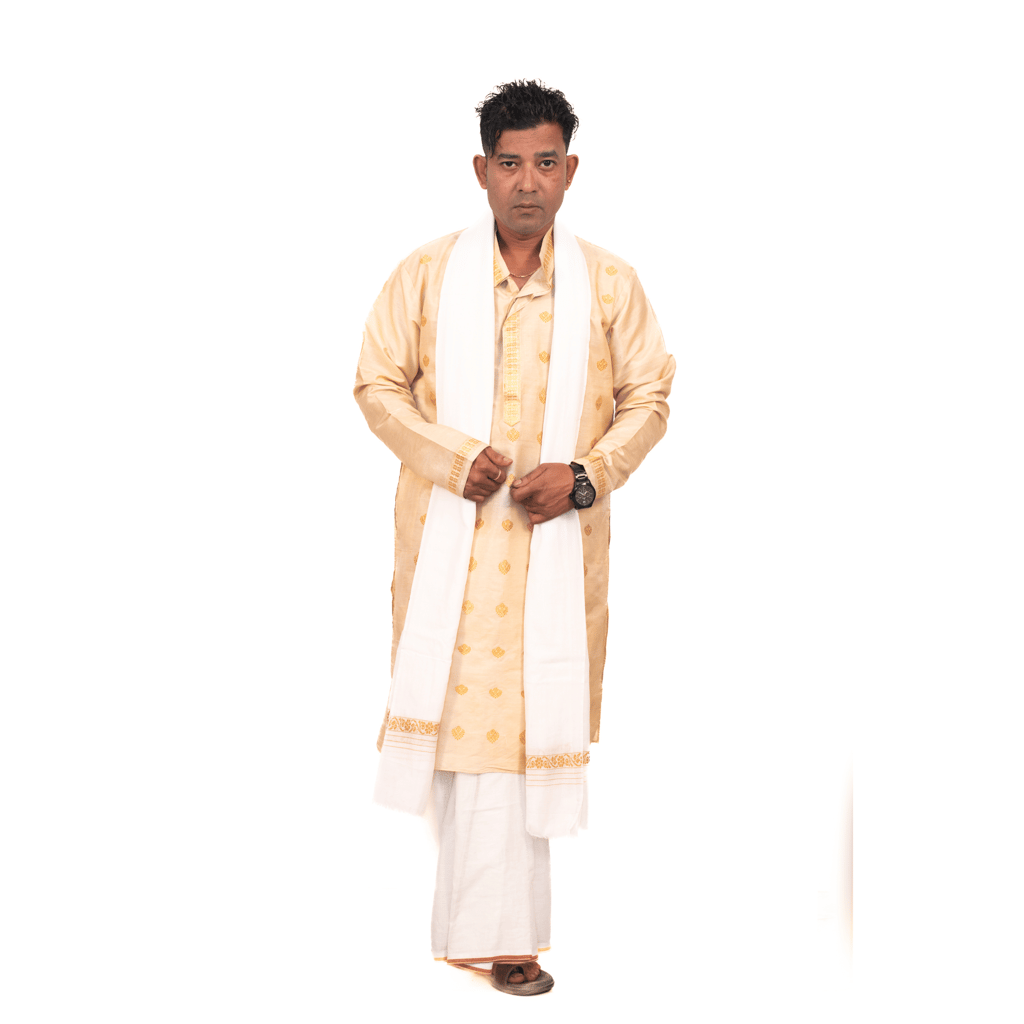 Seleng Sador | Traditional Assamese cotton Religious Shawl
