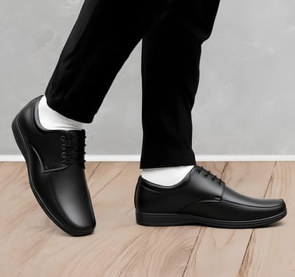 WUGO::Latest Classic Black Derby Formal Shoes for Men & Boys | Trendy Lace-Up Office Wear Footwear | Premium Comfort Corporate Shoes