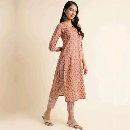 Reyon Foil Printed Straight Designer Kurti Set