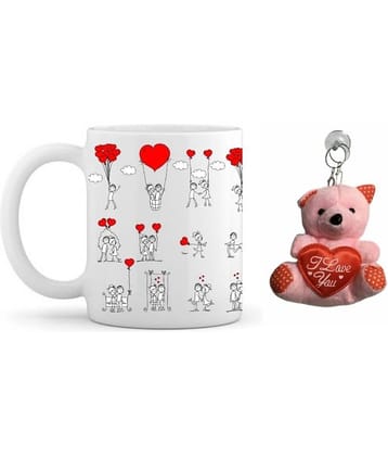 thriftkart Ceramic mug with teddy Gifting Mugs - Pack of 1
