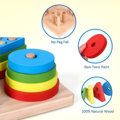 Geometric Shapes Puzzles | Wooden Stacking Puzzle | Eco-Friendly Geometric Wooden Puzzle for Kids | Educational Shape Sorting Montessori Toy for Toddlers | Kids & Preschool Learning Toy Geometric Shapes Puzzles | Wooden Stacking Puzzle | Eco-Friendly Geometric Wooden Puzzle for Kids | Educational Shape Sorting Montessori Toy for Toddlers | Kids & Preschool Learning Toy