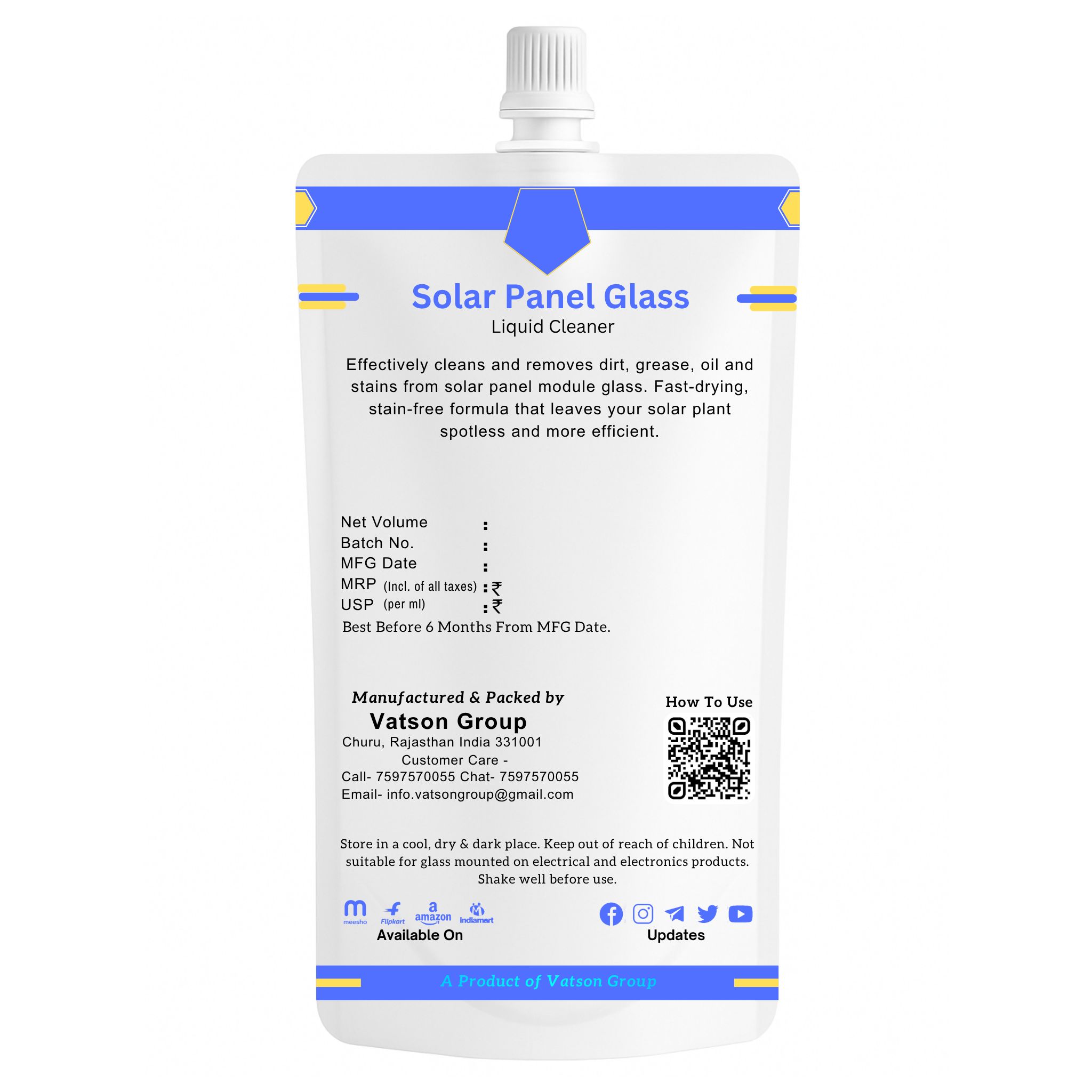 Solar Panel Glass Cleaner | Removes Dust, Bird Droppings, Water Spots & Pollution Residue | Quick, Streak-Free Shine | 100ml Refill Pack