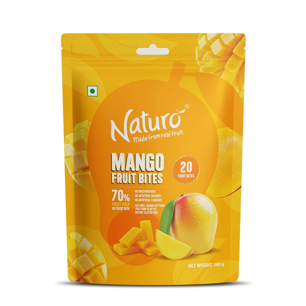 Naturo Mango Fruit Bites Stand Up Pouch 140g (Pack of 2)