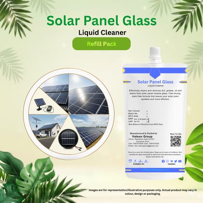 Solar Panel Glass Cleaner | Removes Dust, Bird Droppings, Water Spots & Pollution Residue | Quick, Streak-Free Shine | 100ml Refill Pack with Cloth