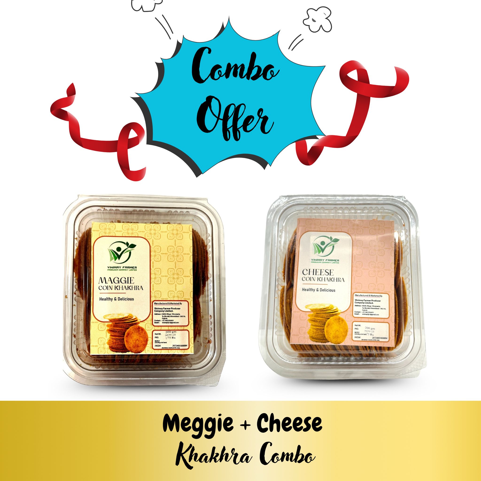 Vinimay Maggi Coin Khakhra & Cheese Coin Khakhra Combo (200g + 200g) | Ready to Eat Whole Wheat Snack