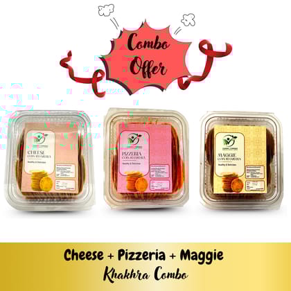 Vinimay Maggi, Pizzeria & Cheese Coin Khakhra Combo (200g x 3) | Ready to Eat Fusion Snacks