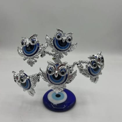Turkish Evil Eye Owl Tree | Blue Nazar Protection Charm for Feng Shui & Vastu | Lucky Owl Tree for Positive Energy & Home Decor