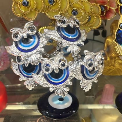 Turkish Evil Eye Owl Tree | Blue Nazar Protection Charm for Feng Shui & Vastu | Lucky Owl Tree for Positive Energy & Home Decor
