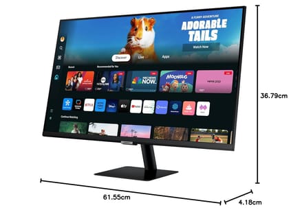  Samsung 27" (68.6cm) M5 Smart Monitor with Smart TV Experience|FHD 1920 x 1080|Bezeless|OTT Apps|IoT Hub|Office 365|Workout Tracker|Speakers|Remote|Wi-Fi|Bluetooth|LS27DM500EWXXL|Black 